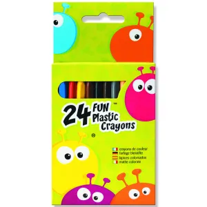 Fun Plastic Crayons Pack 24 Assorted Colours