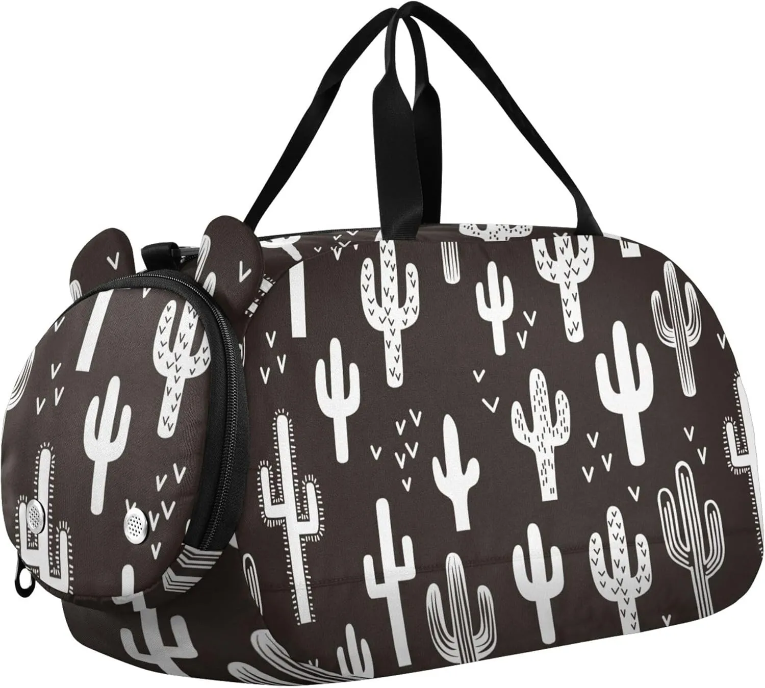 Fun Western Cactus Repeat Duffel Gym Bags with Shoes Compartment Multifunctional Weekend Overnight Carry on Bag for Beach Swim Bags Pool Sports