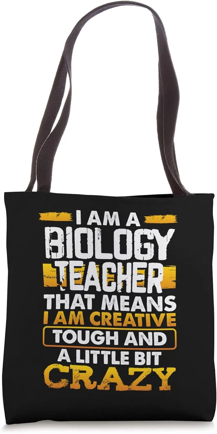 Funny Crazy Biology Teacher Quote School Meme Tote Bag