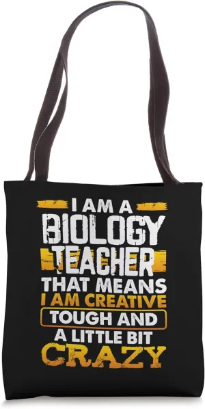 Funny Crazy Biology Teacher Quote School Meme Tote Bag