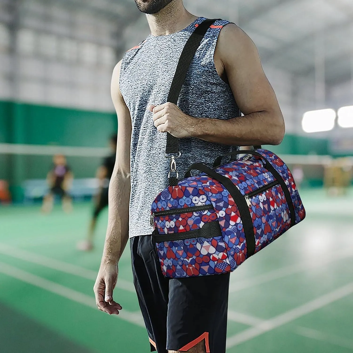 Funny Sport Gym Duffle Travel Bag with Shoe Compartment,Wet Pocket for Men and Women