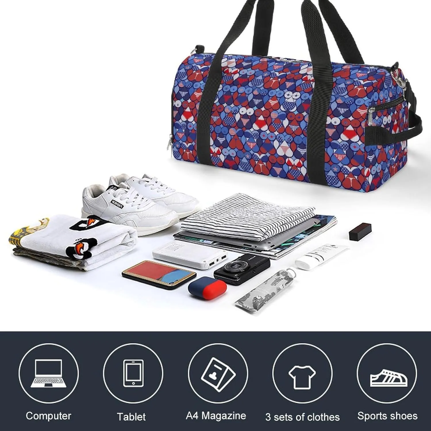 Funny Sport Gym Duffle Travel Bag with Shoe Compartment,Wet Pocket for Men and Women