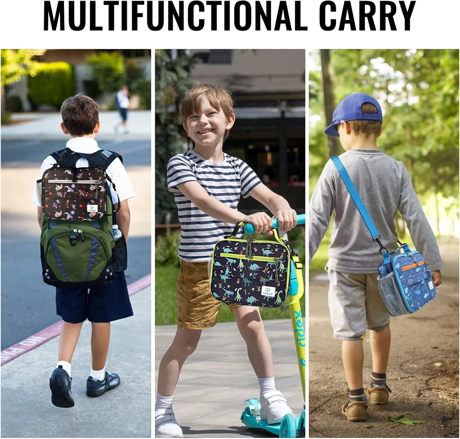 Genteen Lunch Box Kids, Prints Insulated Lunch Bag Kids Boys Girls,Soft Bag Mini Cooler Back to School Thermal Meal Tote Kit Lunch Box for School,Work,Outdoor - Astronaut