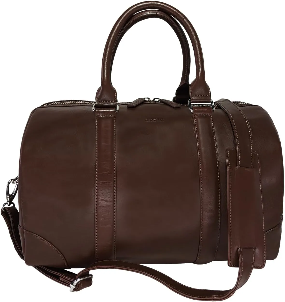 Genuine Leather Unisex Travel Duffel Bag, Shoulder Weekender Overnight Luggage Bag (Brown)