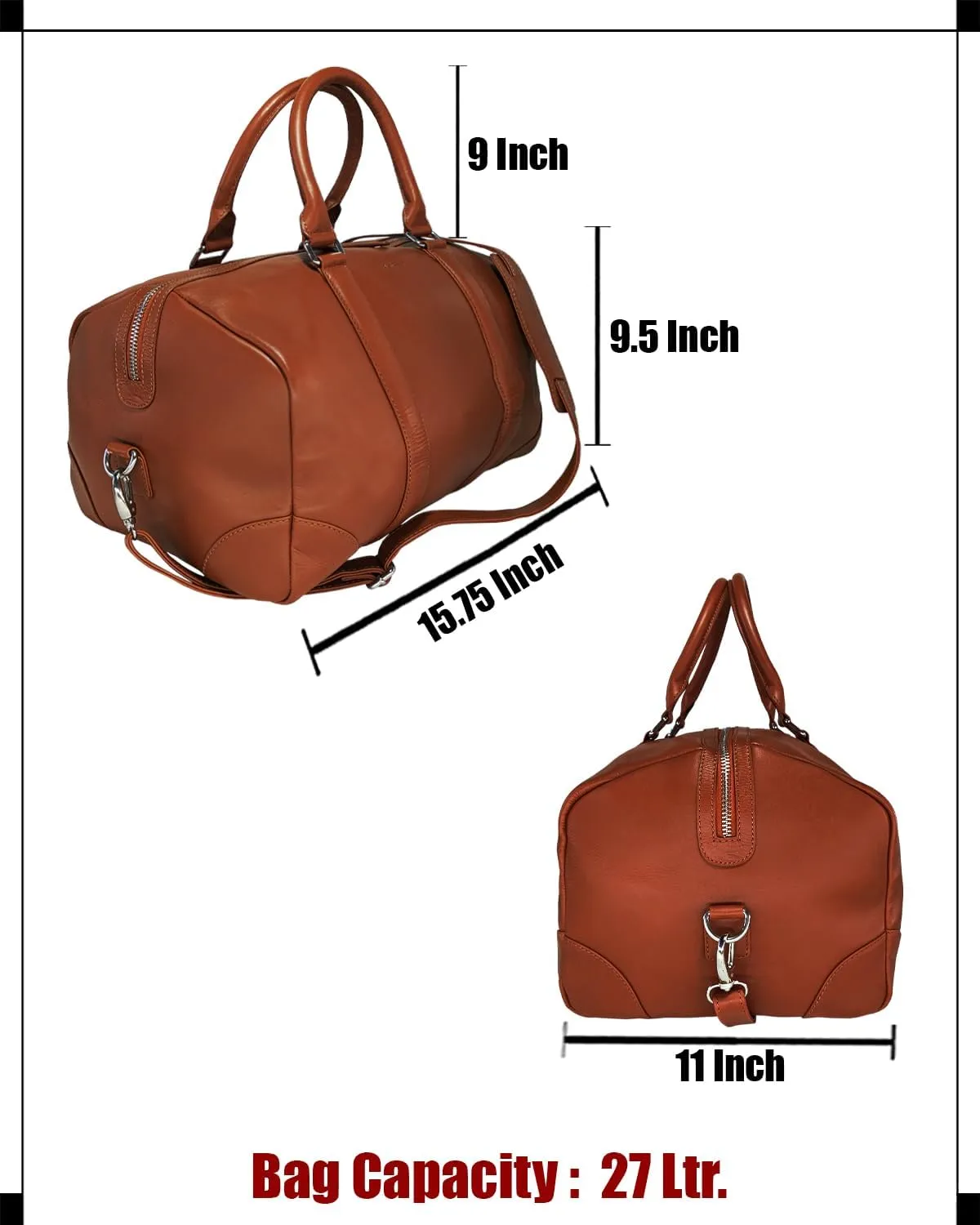Genuine Leather Unisex Travel Duffel Bag, Shoulder Weekender Overnight Luggage Bag (Tan)