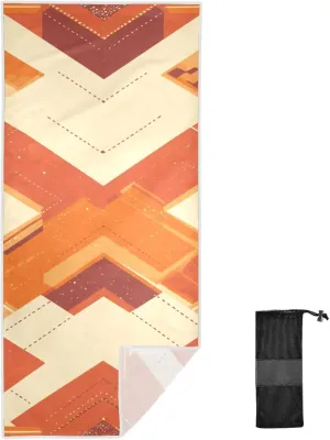 Geometric Pattern Orange Towels Oversized 31" x 70" Quick Dry and Lightweight Large Beach Towels Sand Repellent Anti Essentials Accessories