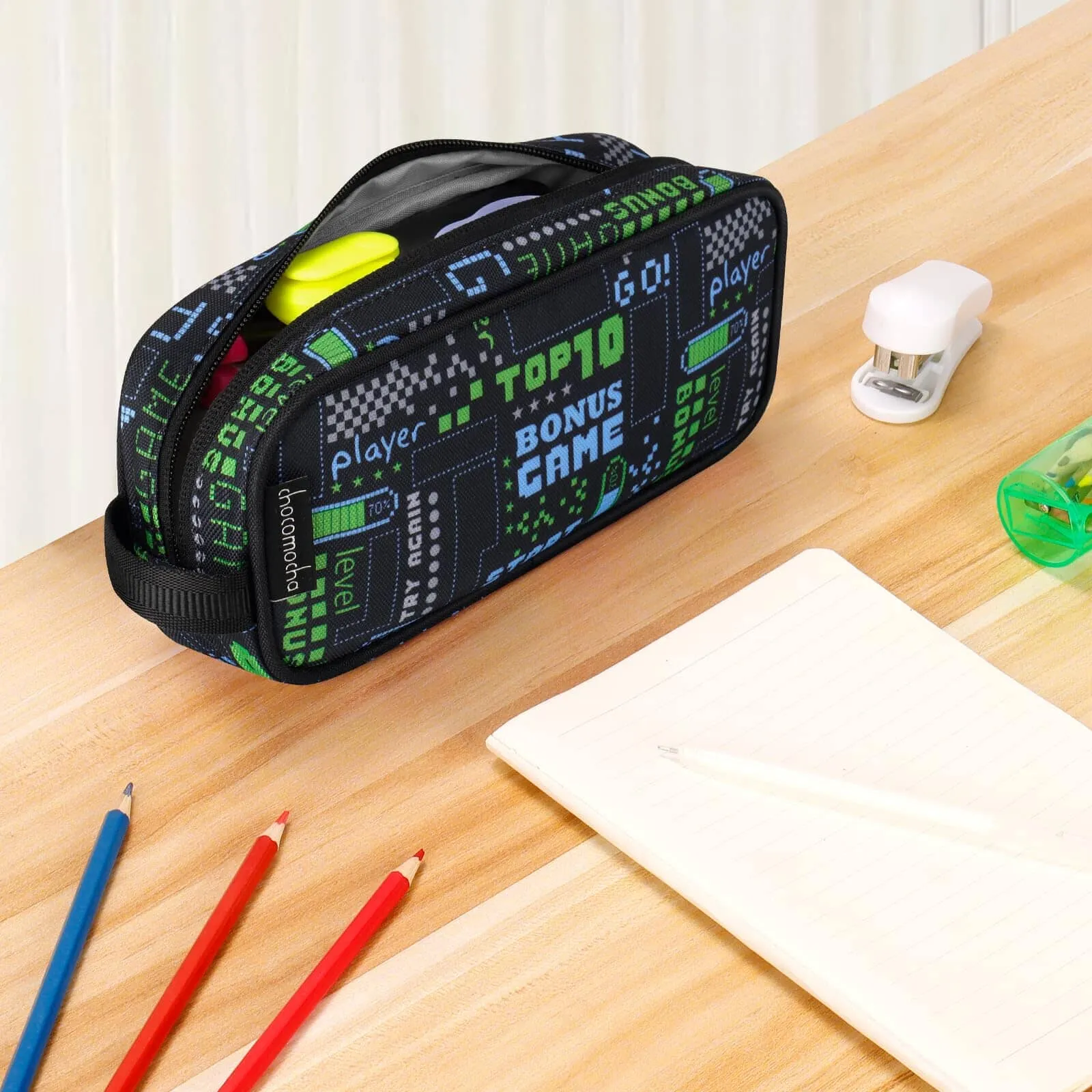 Geometry Print Black Pencil Bag