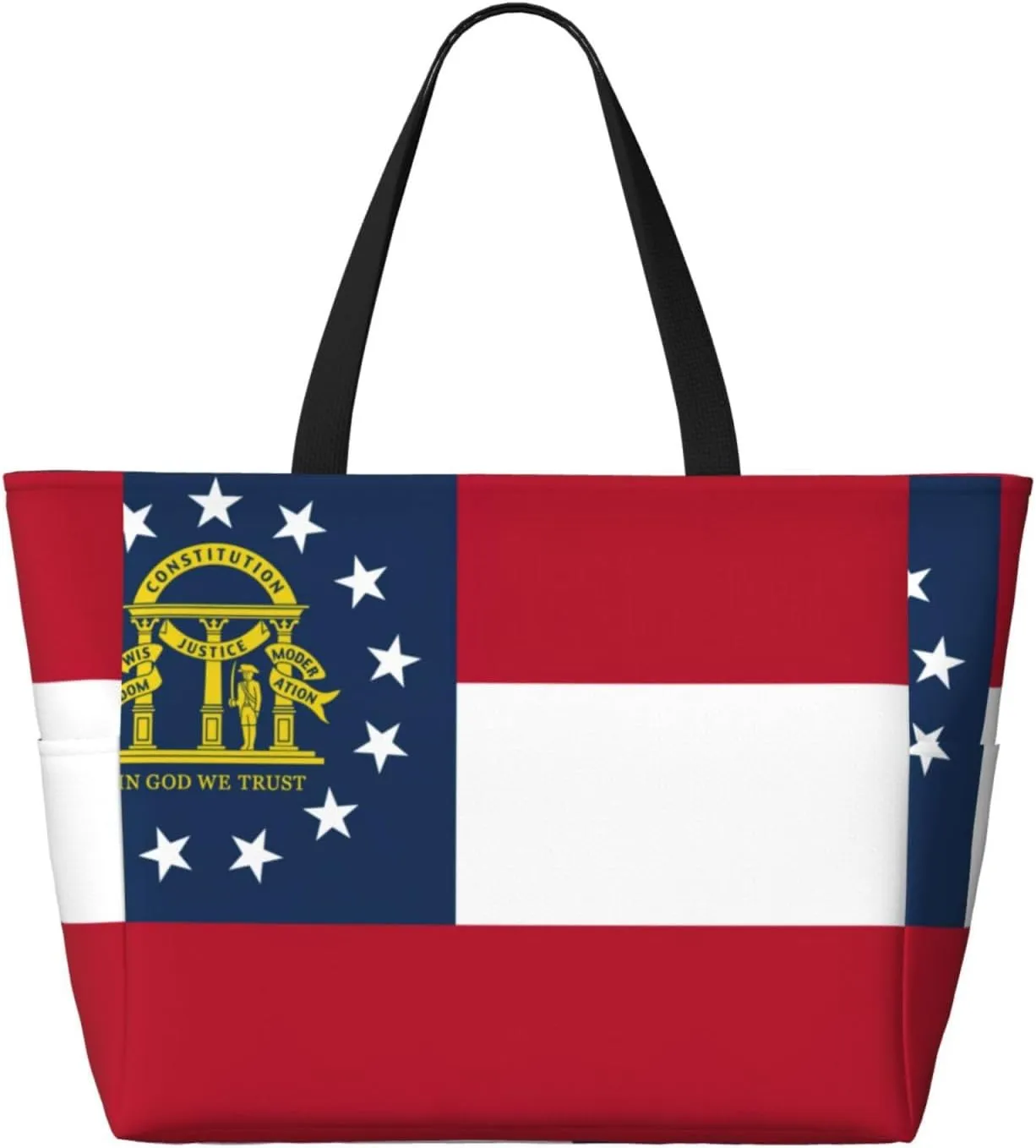 Georgia Flag Large Capacity Foldable Tote Bag Women Beach Tote Bag Handbag Gym Bag Travel Shopping Bag