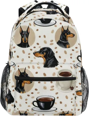 German Shepherd Coffee Beans Backpack 3rd 4th 5th Grade School Bookbag Travel Laptop Daypack Bag Purse for Boys Girls Teens