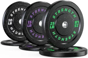 GIKPAL Olympic Bumper Plates Set - 100% Rubber Weight Plates for 2 Inch Barbell Weights - Barbell Plates for Home Gym Free Weights Strength Training, Crushproof & Noise Reduction