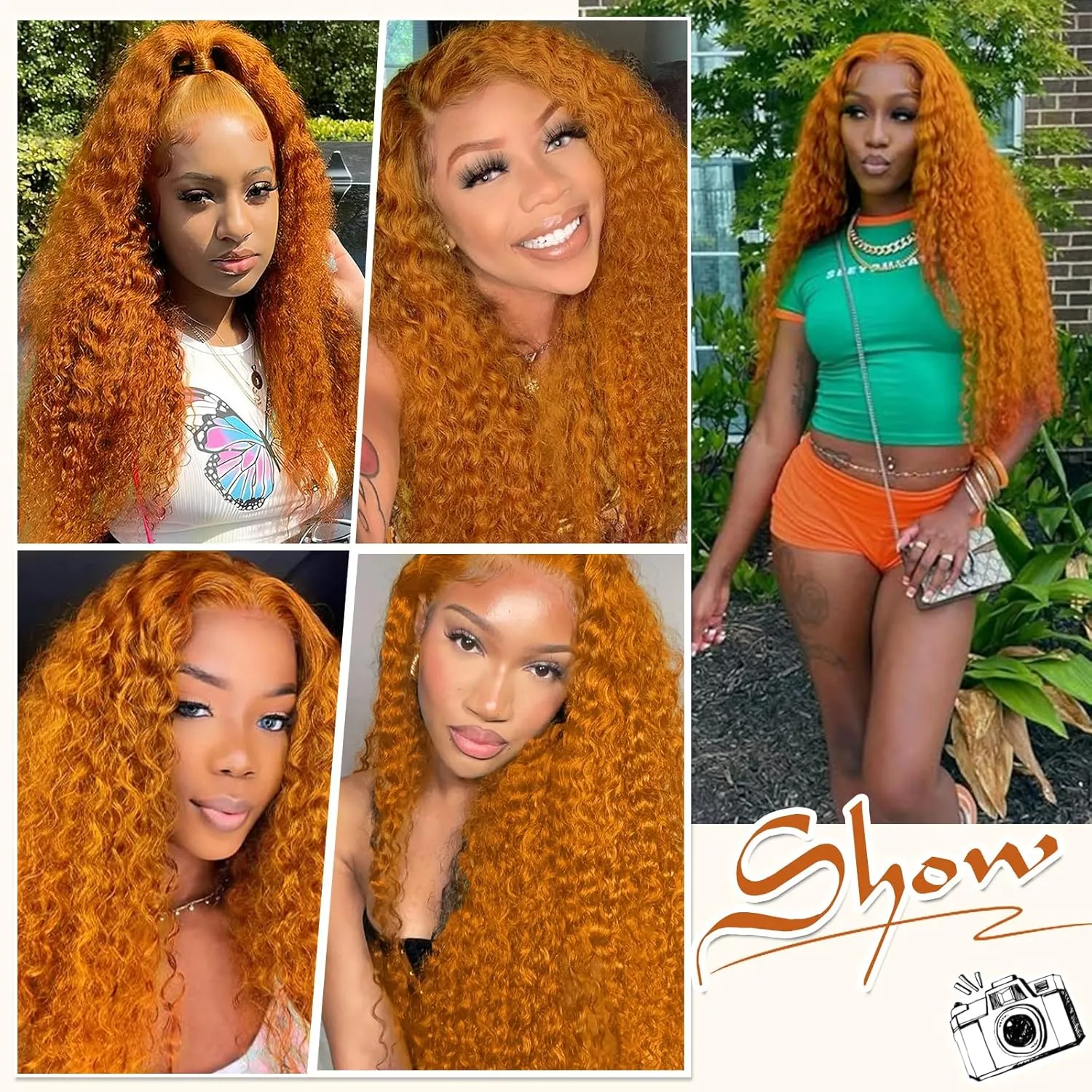 Ginger Wig Human Hair 13x4 deep wave Ginger Orange Lace Front Wigs Human Hair HD Transparent Lace Frontal 350 Colored Human Hair Wig Pre Plucked 180% Density 36inch