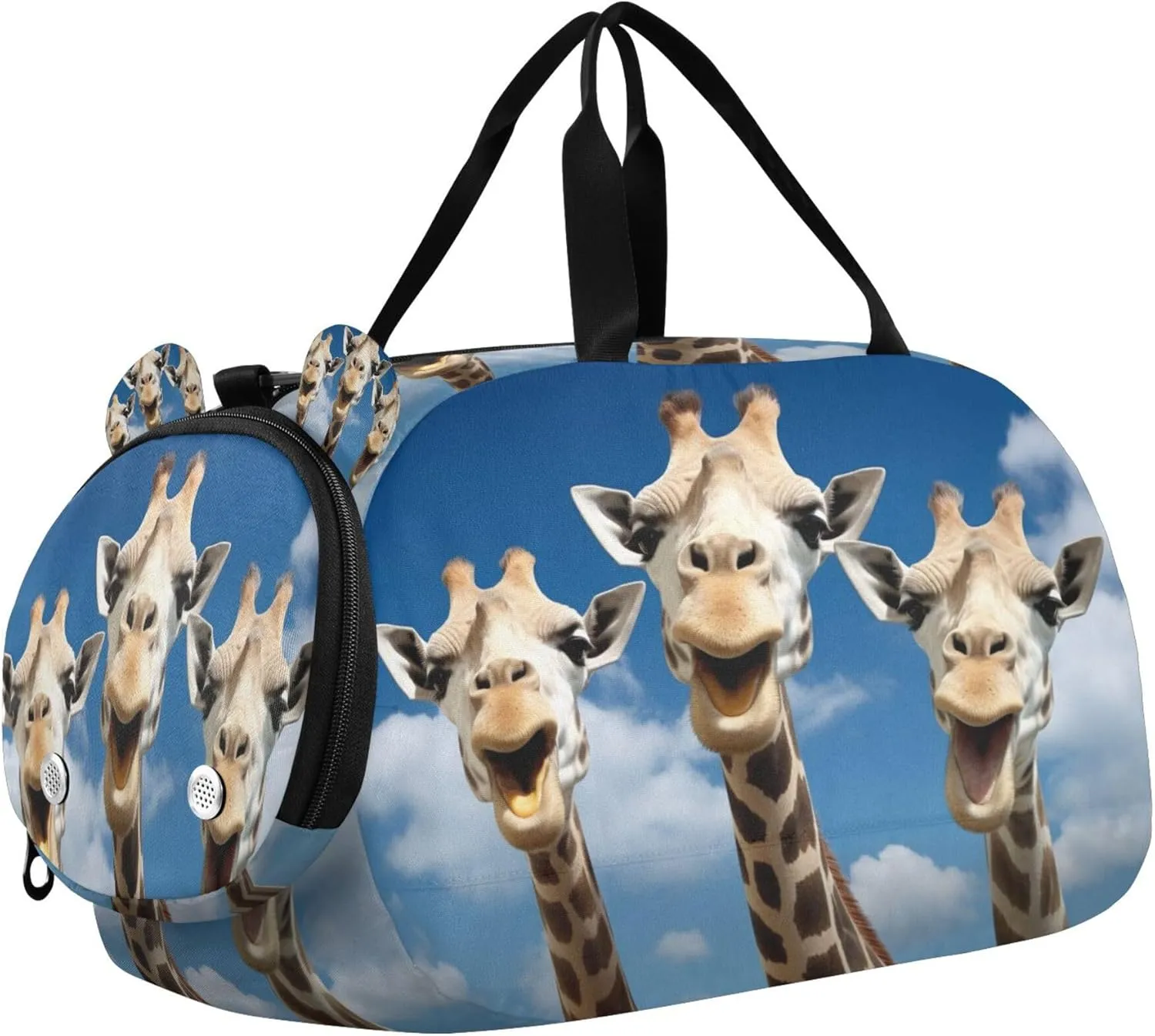 Giraffe Youth Sports & Travel Duffle Bag with Shoe Compartment,Waterproof Gym Bag for Girls and Boys (Overnight Essentials Organizer)