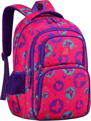 Girls Backpack - 17" Tall Primary School Bag, Campus Collection, Butterfly Magenta, 24L Capacity