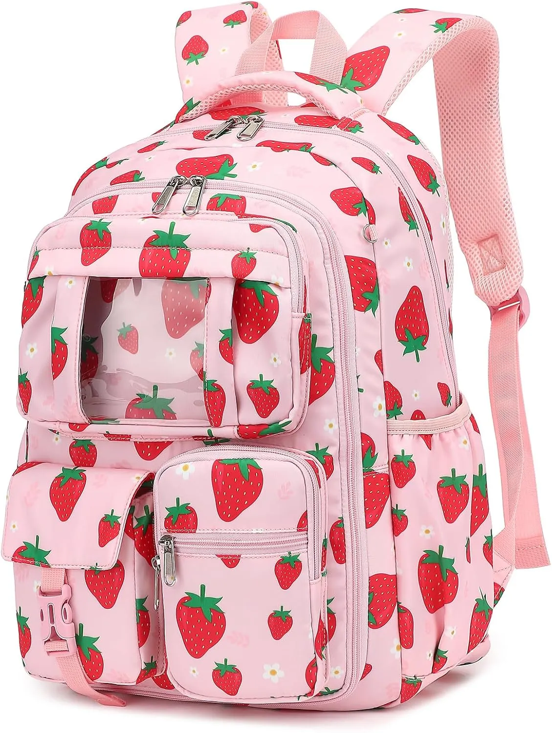 Girls Backpack - Kids School Bags for Middle School Students - Book Bag for Elementary Primary School (Strawberry)