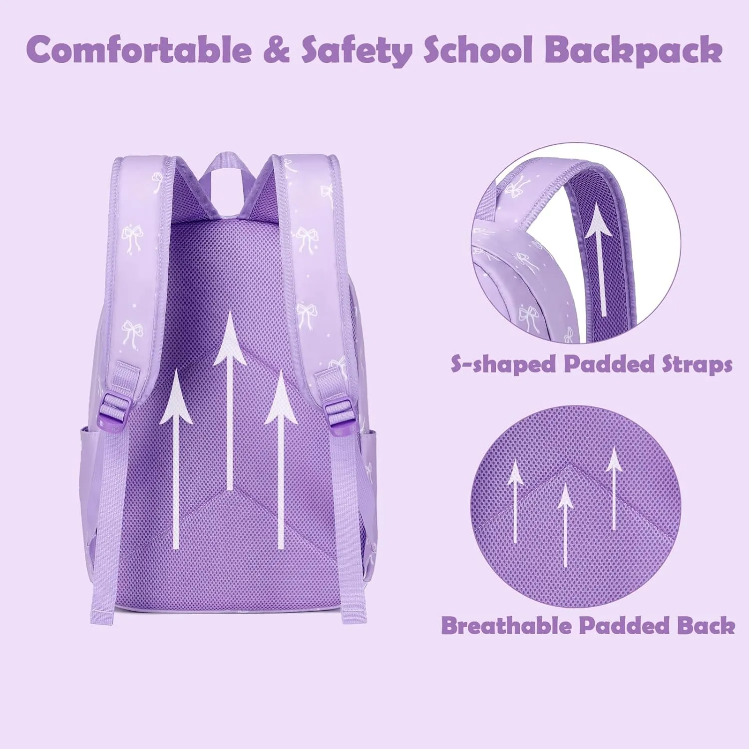 Girls Boys Backpack with Lunch Box Pencil Case for Elementary, 3 in 1 Large Capacity Kids Backpack for School Girls Boys