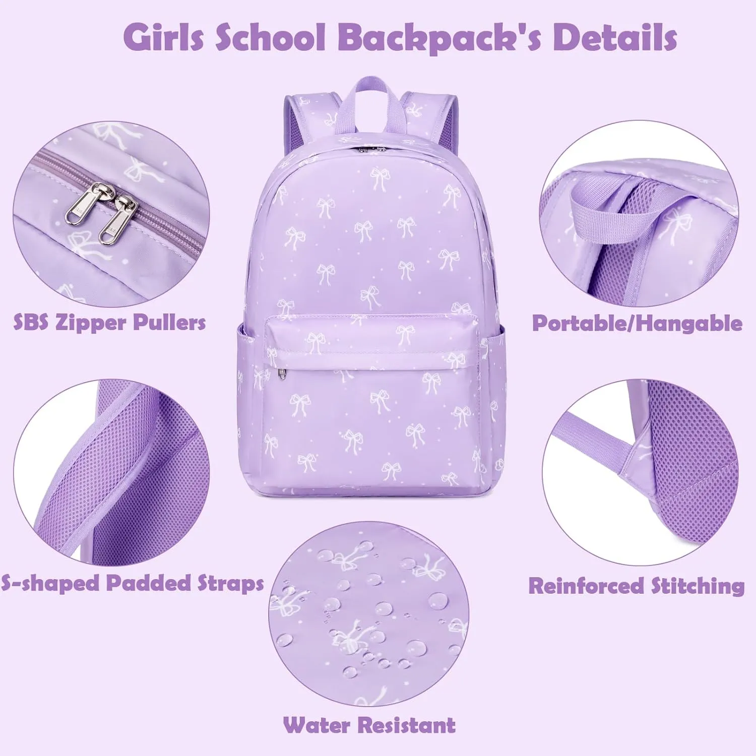 Girls Boys Backpack with Lunch Box Pencil Case for Elementary, 3 in 1 Large Capacity Kids Backpack for School Girls Boys