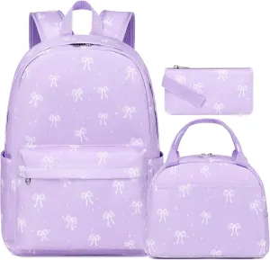 Girls Boys Backpack with Lunch Box Pencil Case for Elementary, 3 in 1 Large Capacity Kids Backpack for School Girls Boys