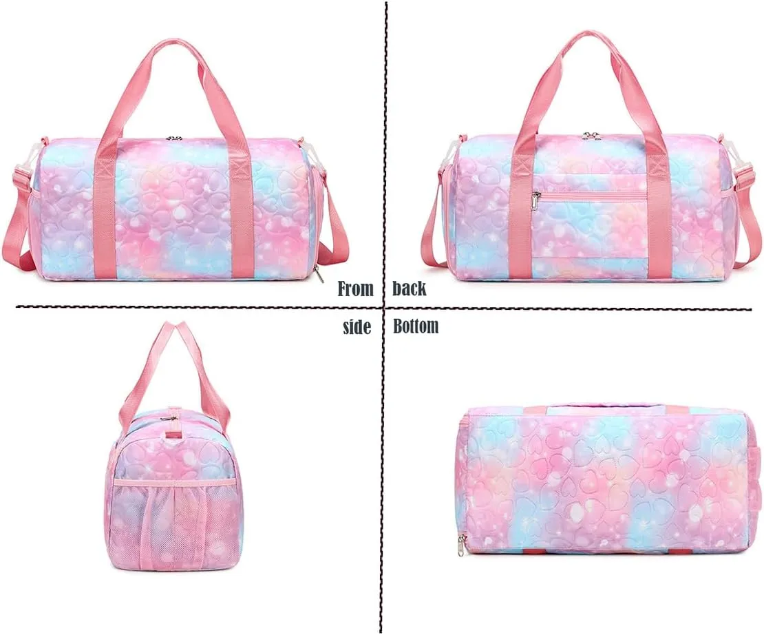 Girls Dance Bag with Shoe Compartments,Gymnastics Bag Overnight Weekender Bag Teen Gym Bag Travel Duffle Sleepover Carry On Bag (Purple)