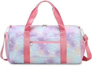 Girls Dance Bag with Shoe Compartments,Gymnastics Bag Overnight Weekender Bag Teen Gym Bag Travel Duffle Sleepover Carry On Bag (Purple)