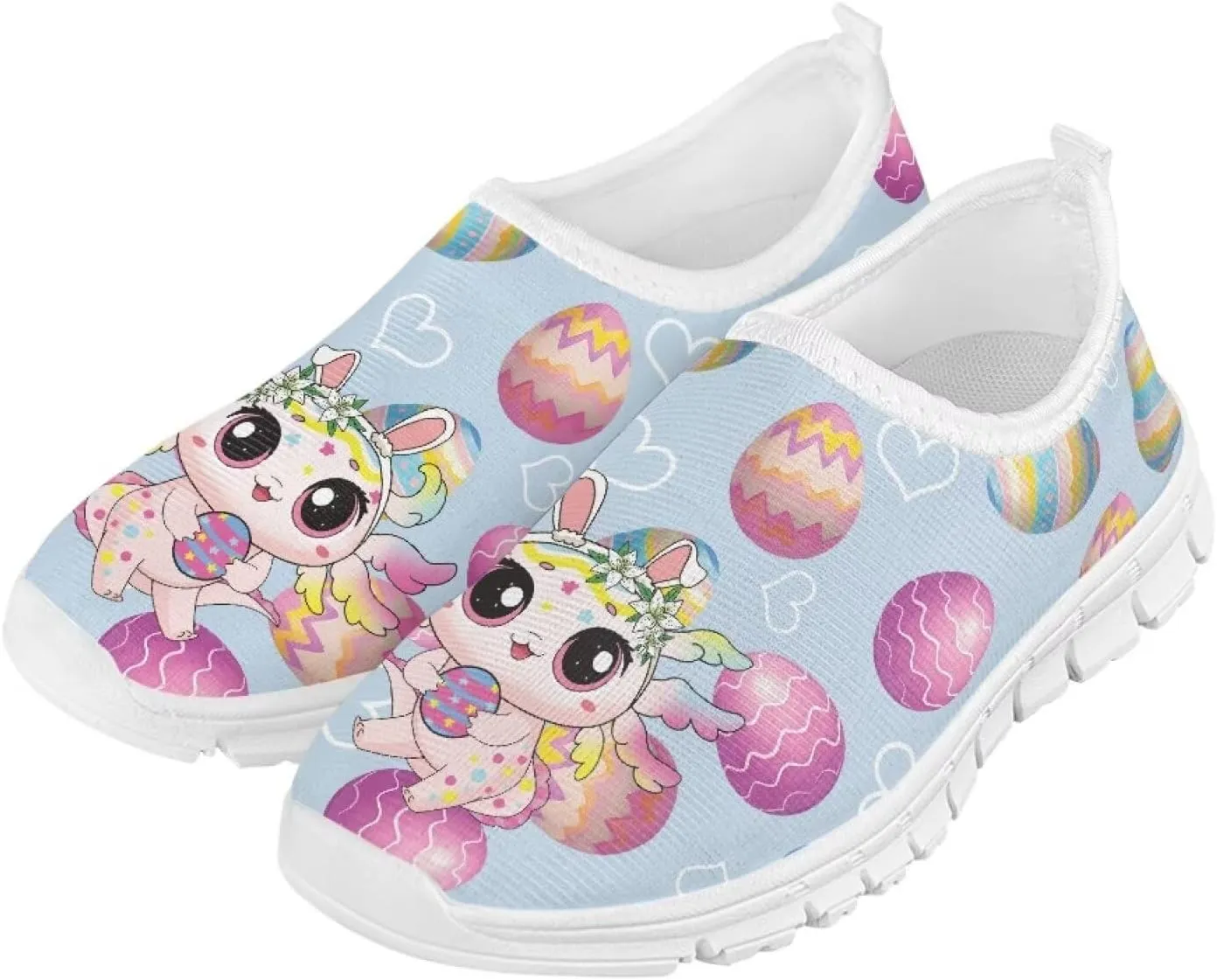 Girls Slip On Sneakers Cute Easter Gifts for Kids Tennis Gym Shoes