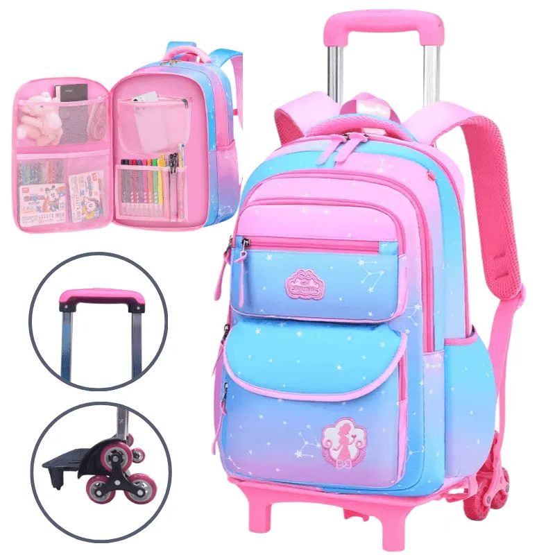 Girls Trolley Bag Cute School bag 6- Wheels