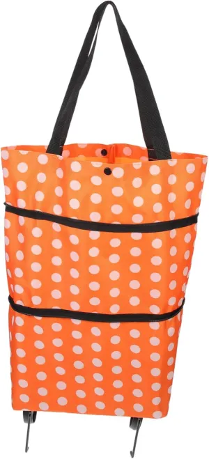GLEAVI Collapsible Folding Shopping Cart Bag with Wheels Washable Tey Grocery Tote Lightweight Portable for