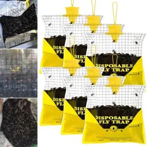 Glovv Fly Traps Outdoor Hanging, 6 Natural Pre-Baited Flies Hunter Stable Horse Ranch Trap, Mosquito Bags Outdoor Disposable Catchers Killer Repellent for Barn Farm Patio & Camping