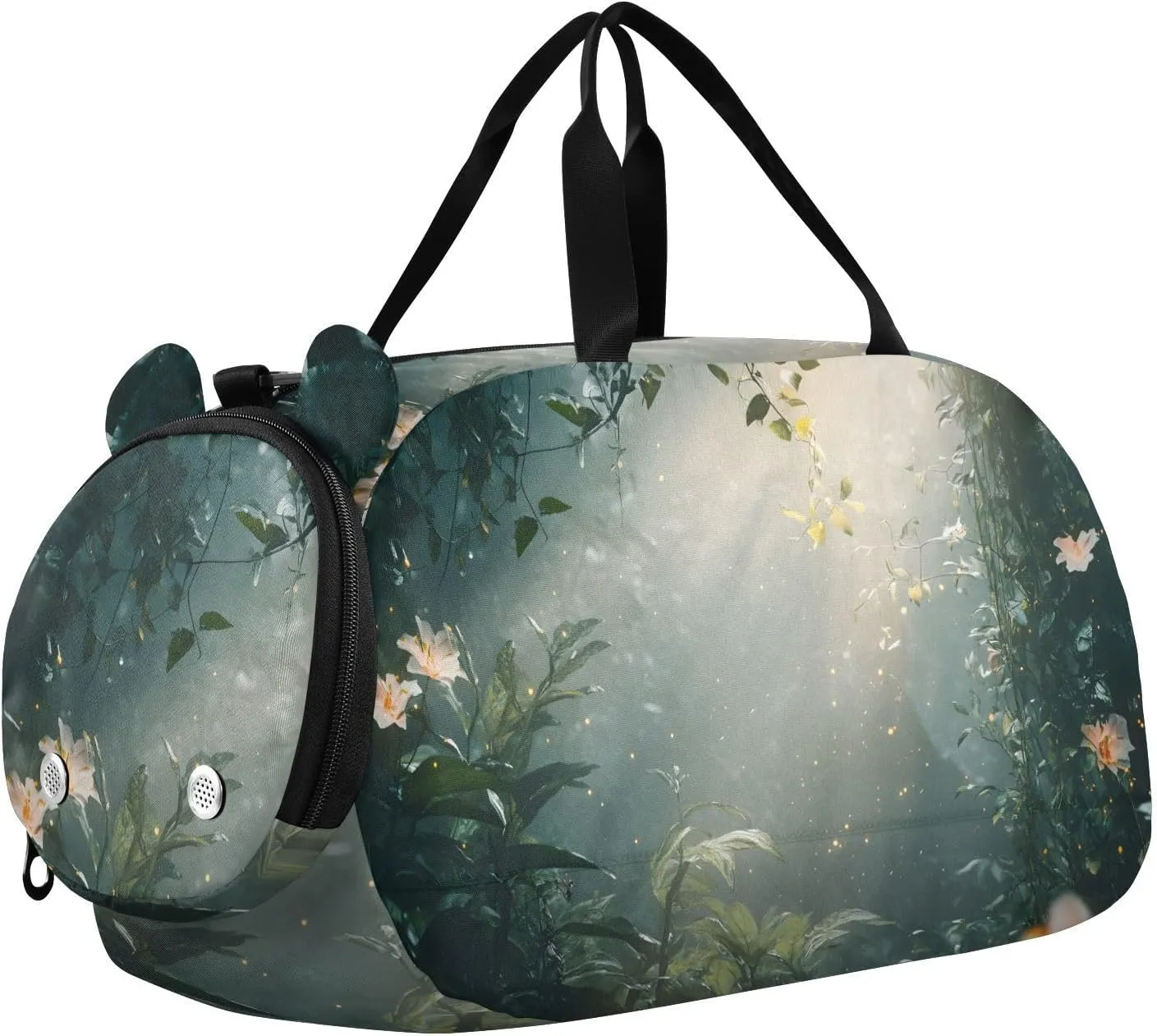 Glowing Mystical Plants Youth Sports Duffel Bag with Ventilated Shoe Compartment|All-Season Lightweight Travel Gym Bag for Girls & Boys|Water-Resistant Gear Bag