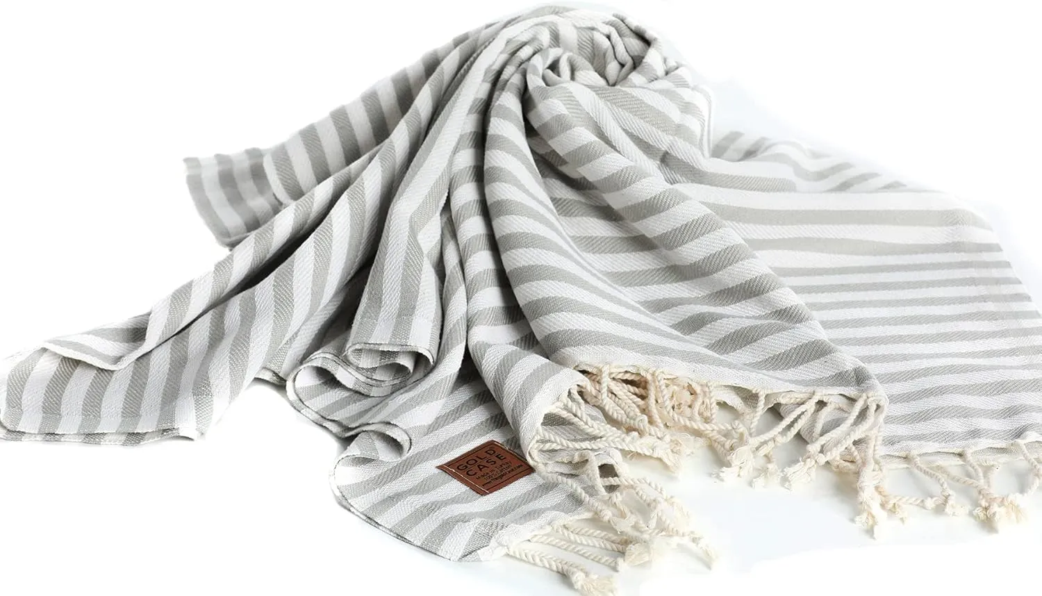 Gold CASE Turkish Beach Towel Set of 5 – 100% Cotton Large Turkish Bath Towels 71 x 40'' – MYRA Oversized, Quick Dry & Sand Free Towels – Lightweight Peshtemal – Grey