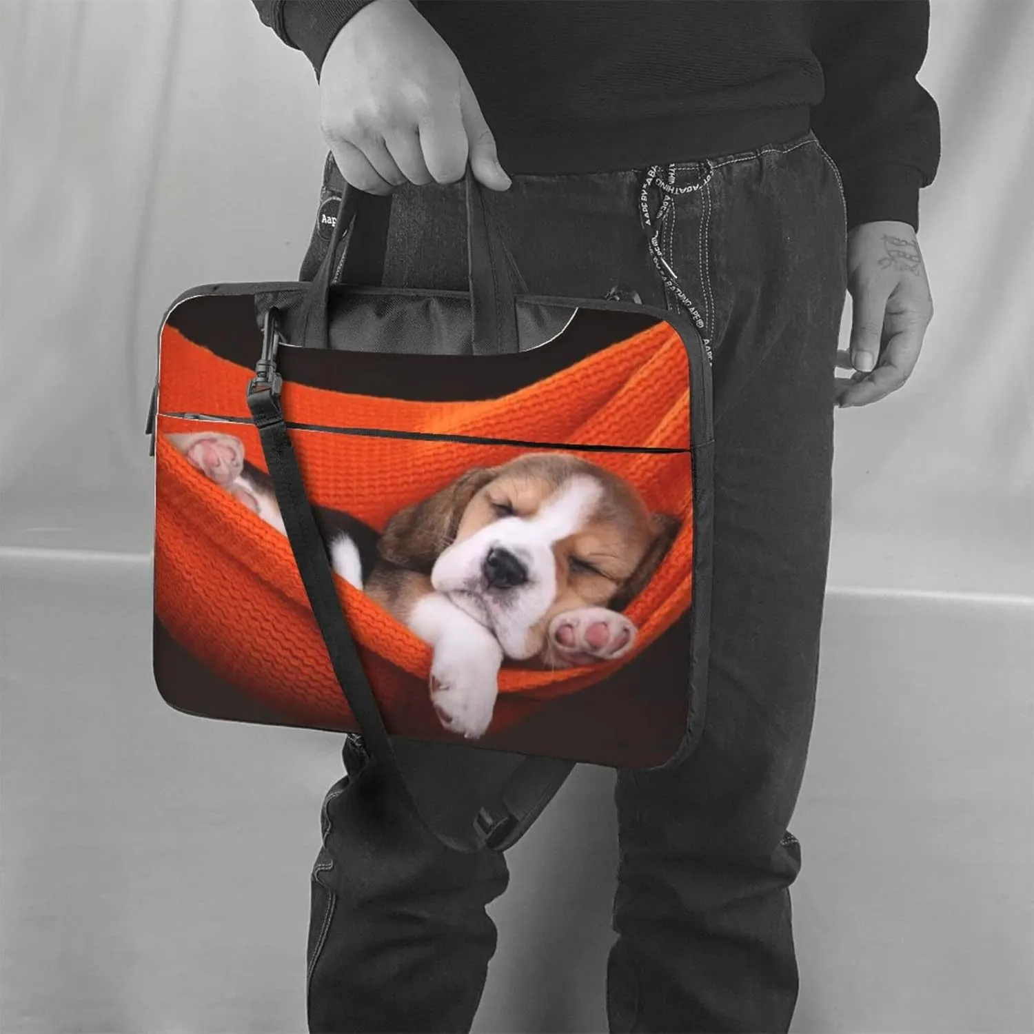 Golden Retrievers Laptop Shoulder Bag ​for Men Women, Computer Carrying Case Messenger Bag with Strap