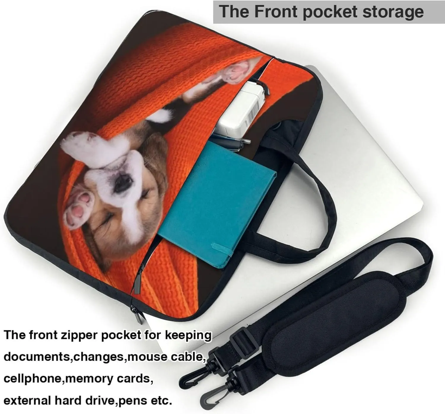 Golden Retrievers Laptop Shoulder Bag ​for Men Women, Computer Carrying Case Messenger Bag with Strap