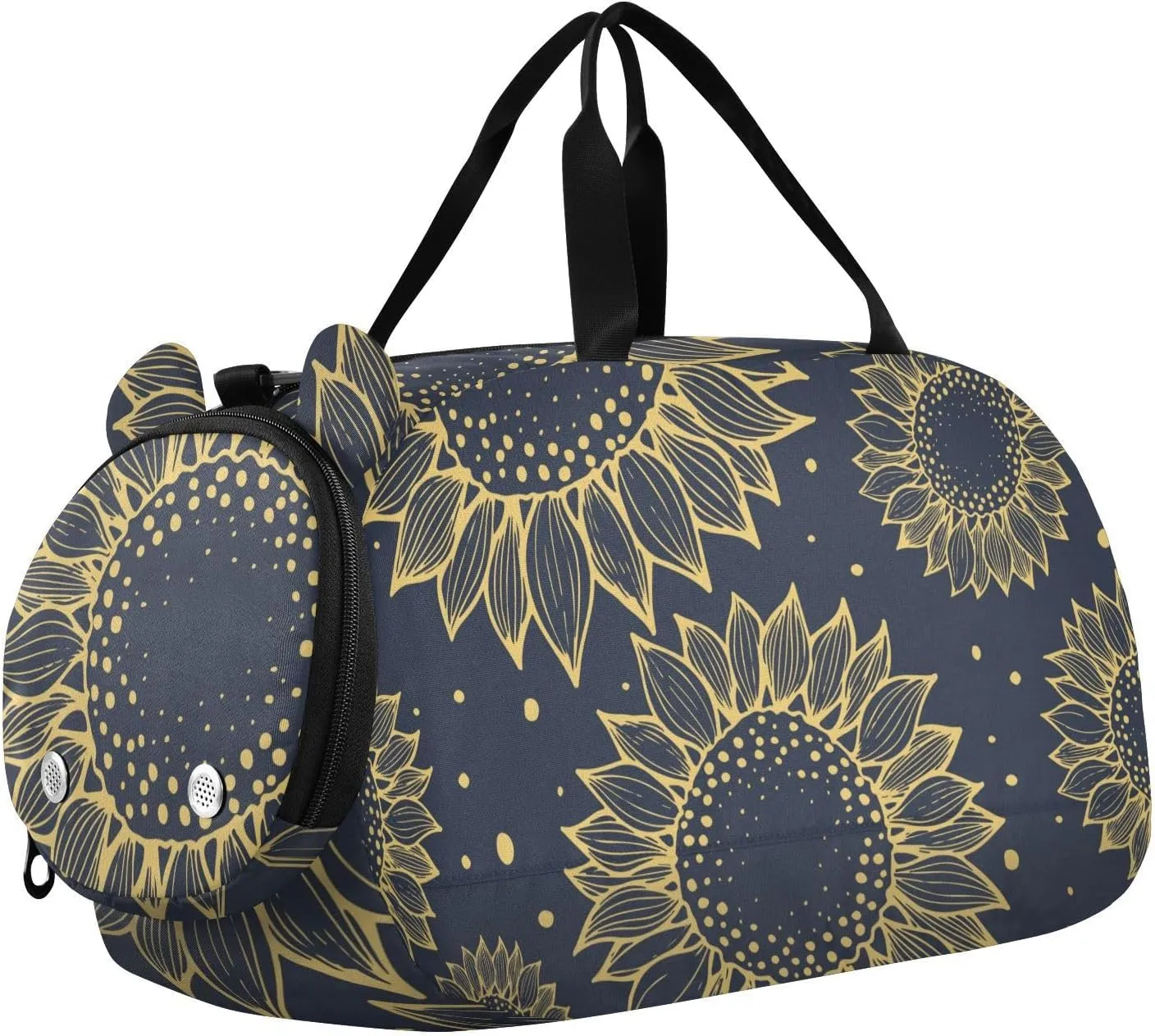 Golden Sunflower Background Gym Travel Duffel Bag with Shoe Compartment for Boys Girls - Gymnastics Sports Dance Football Travel Bag Teens Weekender Sleepover