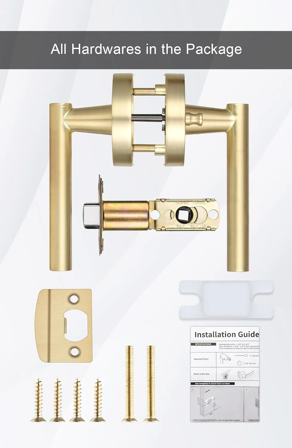 goldenwarm Gold Interior Door Handles, Gold Privacy Lever Door Handle, Heavy Duty Interior Bedroom Door Lever Pack, Gold Door Handles Interior for Bathroom (3 Pack)