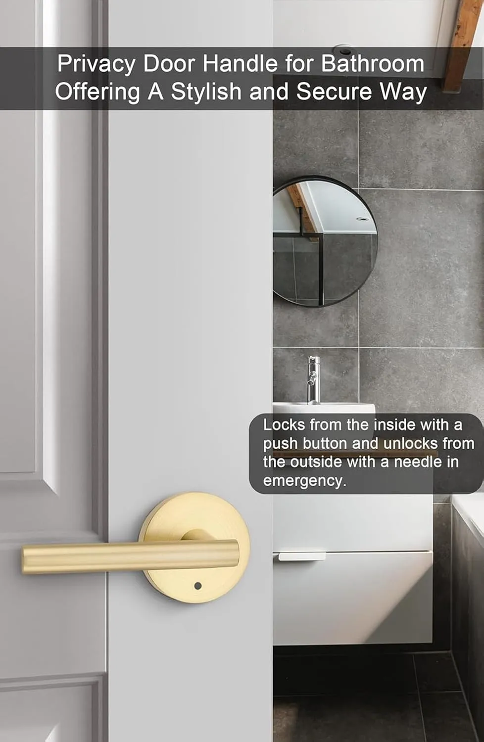 goldenwarm Gold Interior Door Handles, Gold Privacy Lever Door Handle, Heavy Duty Interior Bedroom Door Lever Pack, Gold Door Handles Interior for Bathroom (3 Pack)
