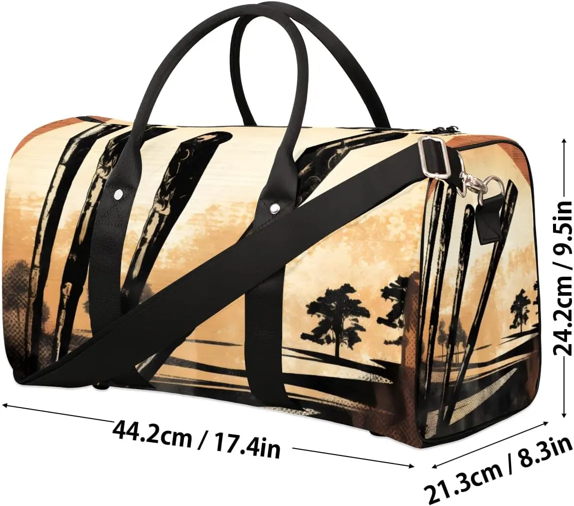 Golf Sport Theme Travel Duffel Bag for Women Men Waterproof Foldable Overnight Weekender Bag Large Capacity Sports Gym Bag