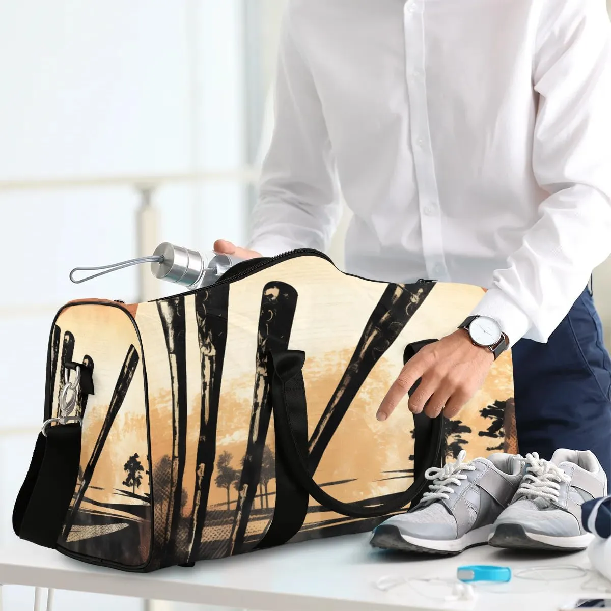 Golf Sport Theme Travel Duffel Bag for Women Men Waterproof Foldable Overnight Weekender Bag Large Capacity Sports Gym Bag