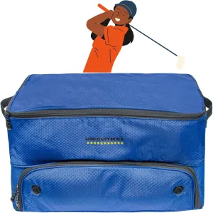 Golf trunk organizer for car - Waterproof Car Golf Locker with Separate Ventilated Compartment for 2 Pair Shoes - Storage for Balls, Tees, Clothes, Gloves, Accessories, Golf Gifts for Boss (Blue)
