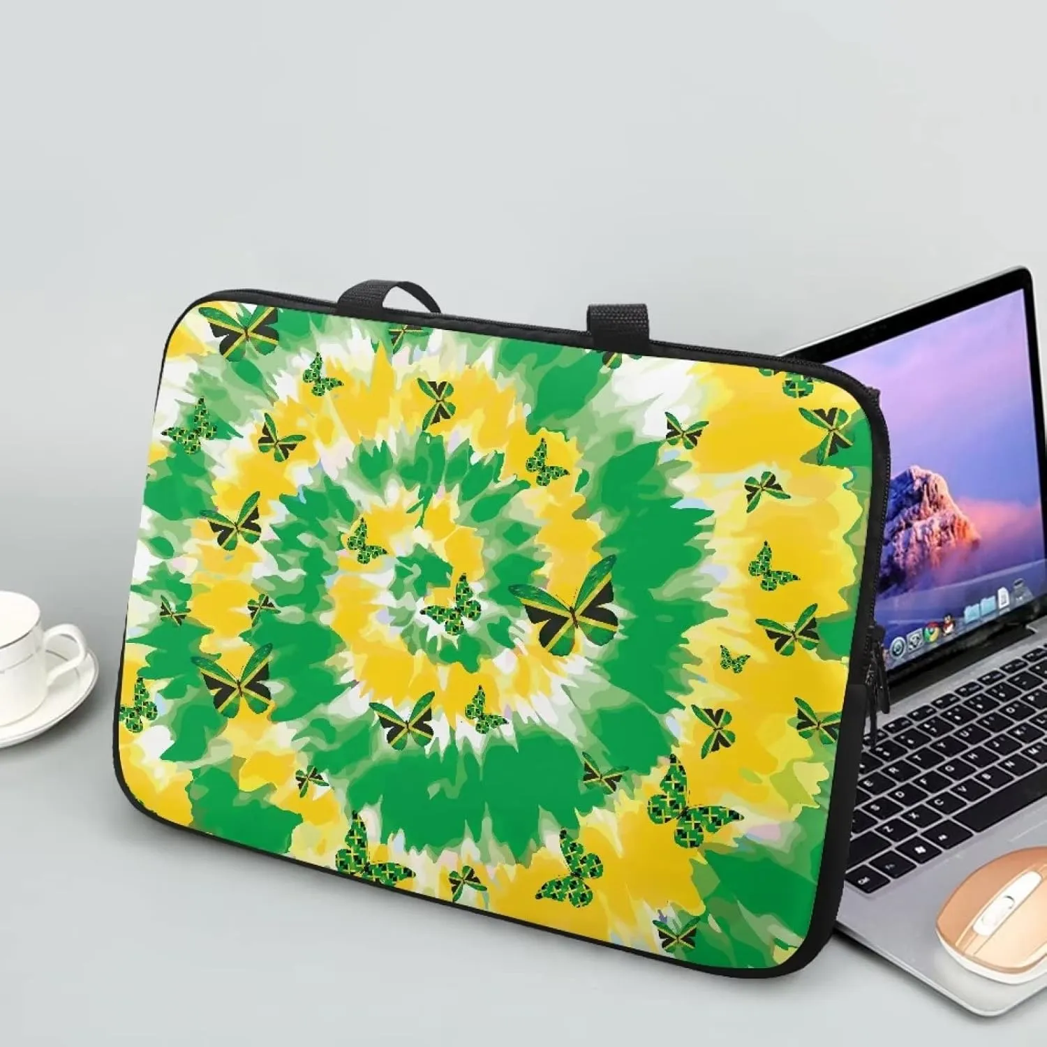 Gomyblomy Jamaica Flag Butterflies Portable Tablet Bag, Durable Shockproof Computer Sleeve, Computer Bag with Handle, Fits 10-17 Inch Laptop Accessories