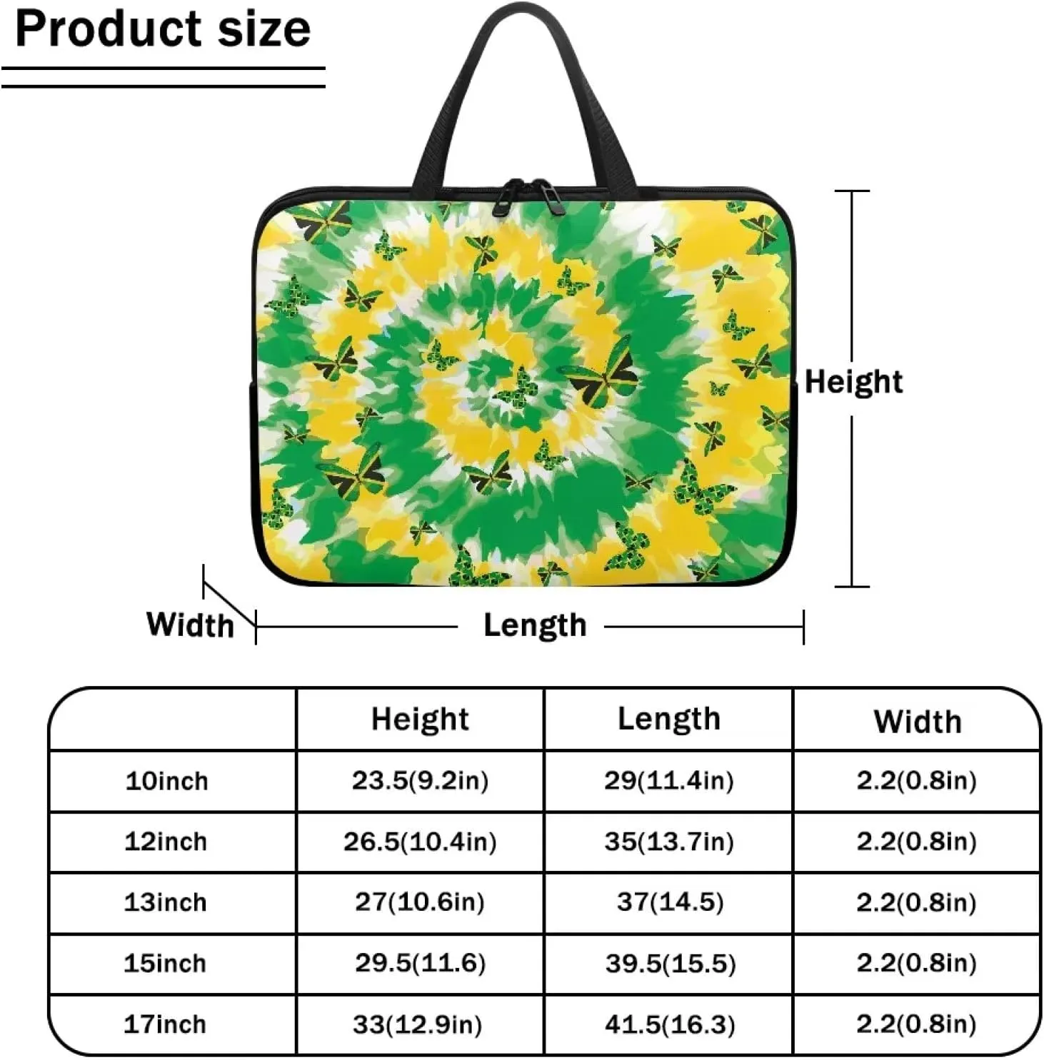 Gomyblomy Jamaica Flag Butterflies Portable Tablet Bag, Durable Shockproof Computer Sleeve, Computer Bag with Handle, Fits 10-17 Inch Laptop Accessories