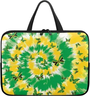 Gomyblomy Jamaica Flag Butterflies Portable Tablet Bag, Durable Shockproof Computer Sleeve, Computer Bag with Handle, Fits 10-17 Inch Laptop Accessories