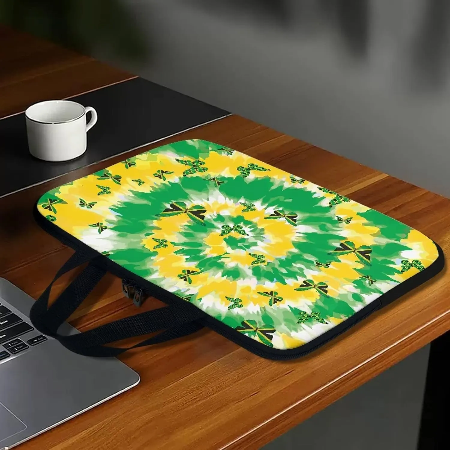 Gomyblomy Jamaica Flag Butterflies Portable Tablet Bag, Durable Shockproof Computer Sleeve, Computer Bag with Handle, Fits 10-17 Inch Laptop Accessories