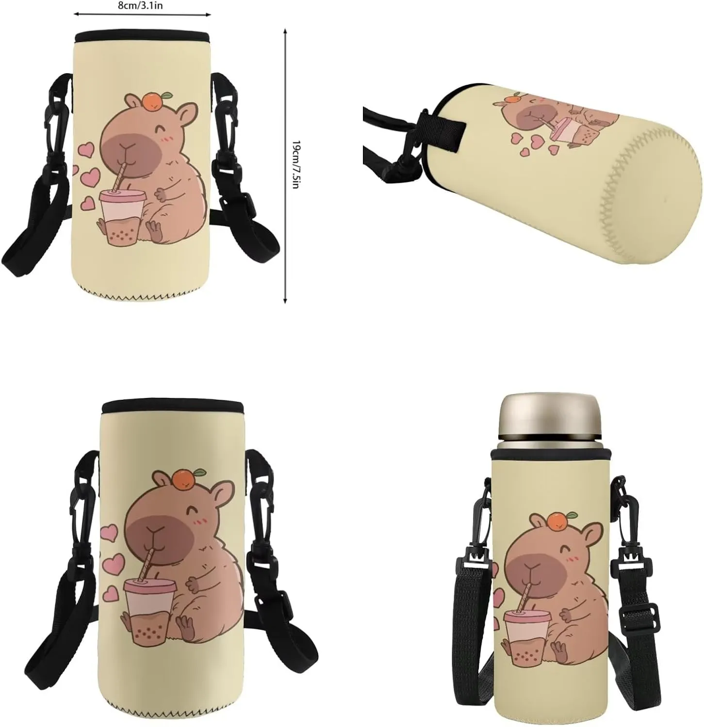 Gomyblomy Kawaii Capybara Backpack with Lunch Box for Girls 6-8 8-10 Cute 4 in1 Set Girls School Bag for Elementary Kindergarten Back to School Bookbag Lightweight Kids Bookbag for Primary