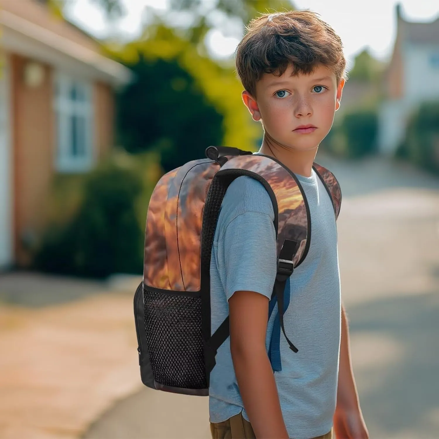 Gomyblomy Sunset Lizard School Backpack for Boys 10-12 12-14 Cool Bookbag for Kids Teen Boys Elementary Middle Schoolbag for 3Nd 4Th 5Th 6Th Grade Back to School Supplies