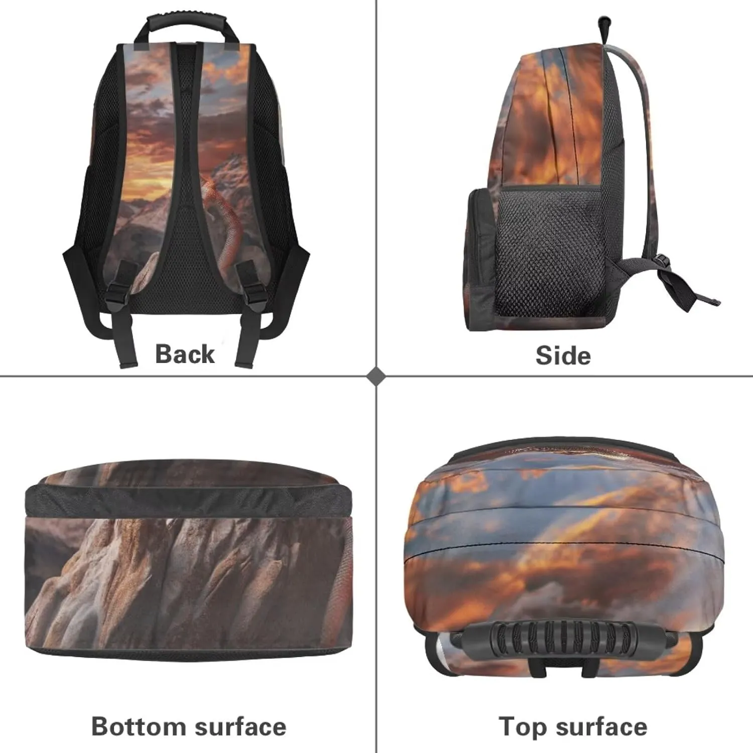 Gomyblomy Sunset Lizard School Backpack for Boys 10-12 12-14 Cool Bookbag for Kids Teen Boys Elementary Middle Schoolbag for 3Nd 4Th 5Th 6Th Grade Back to School Supplies