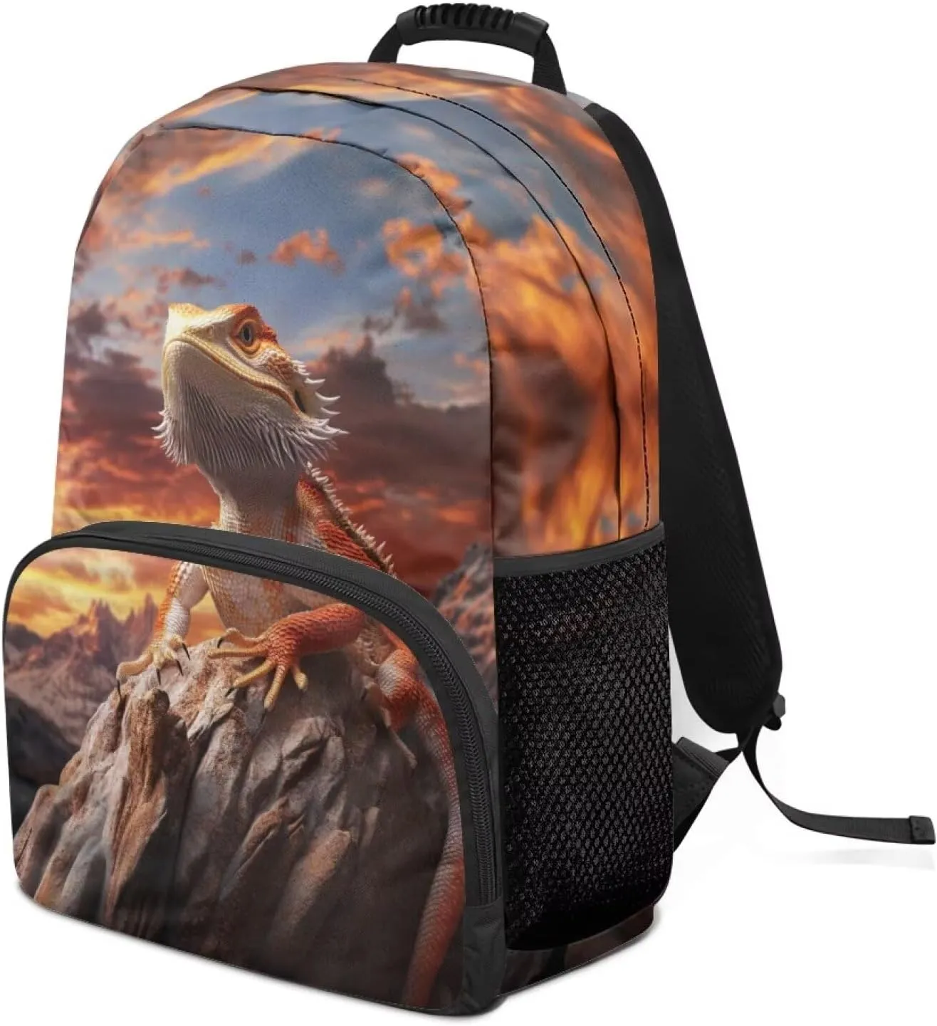 Gomyblomy Sunset Lizard School Backpack for Boys 10-12 12-14 Cool Bookbag for Kids Teen Boys Elementary Middle Schoolbag for 3Nd 4Th 5Th 6Th Grade Back to School Supplies