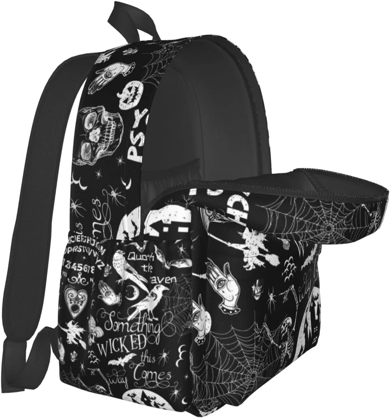 Gothic Bat Halloween Witchy Backpack School Bag Lightweight Bookbag Casual Daypack for Girls Boys Kids Women Men Travel Laptop 16 Inch