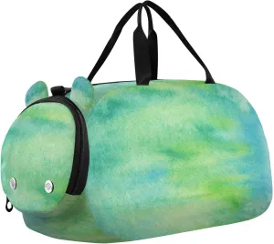 Gradient Teal Blue Girl's Gym Duffel Bag with Shoes Compartment Lightweight Sports Bag Travel Tote for Travel, Sports, Duffel, Weekender