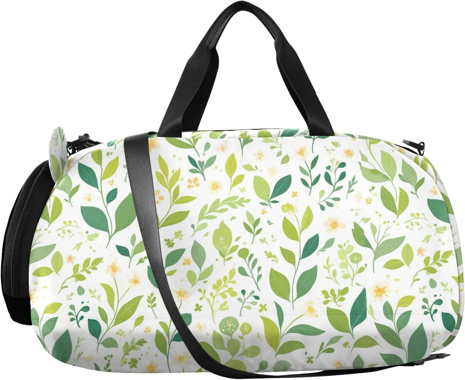 Green Leaves Kids Cute Gym Bag with Shoes Compartment Multifunctional Sports Bag Travel Tote for Travel, Sports, Fitness & Workout