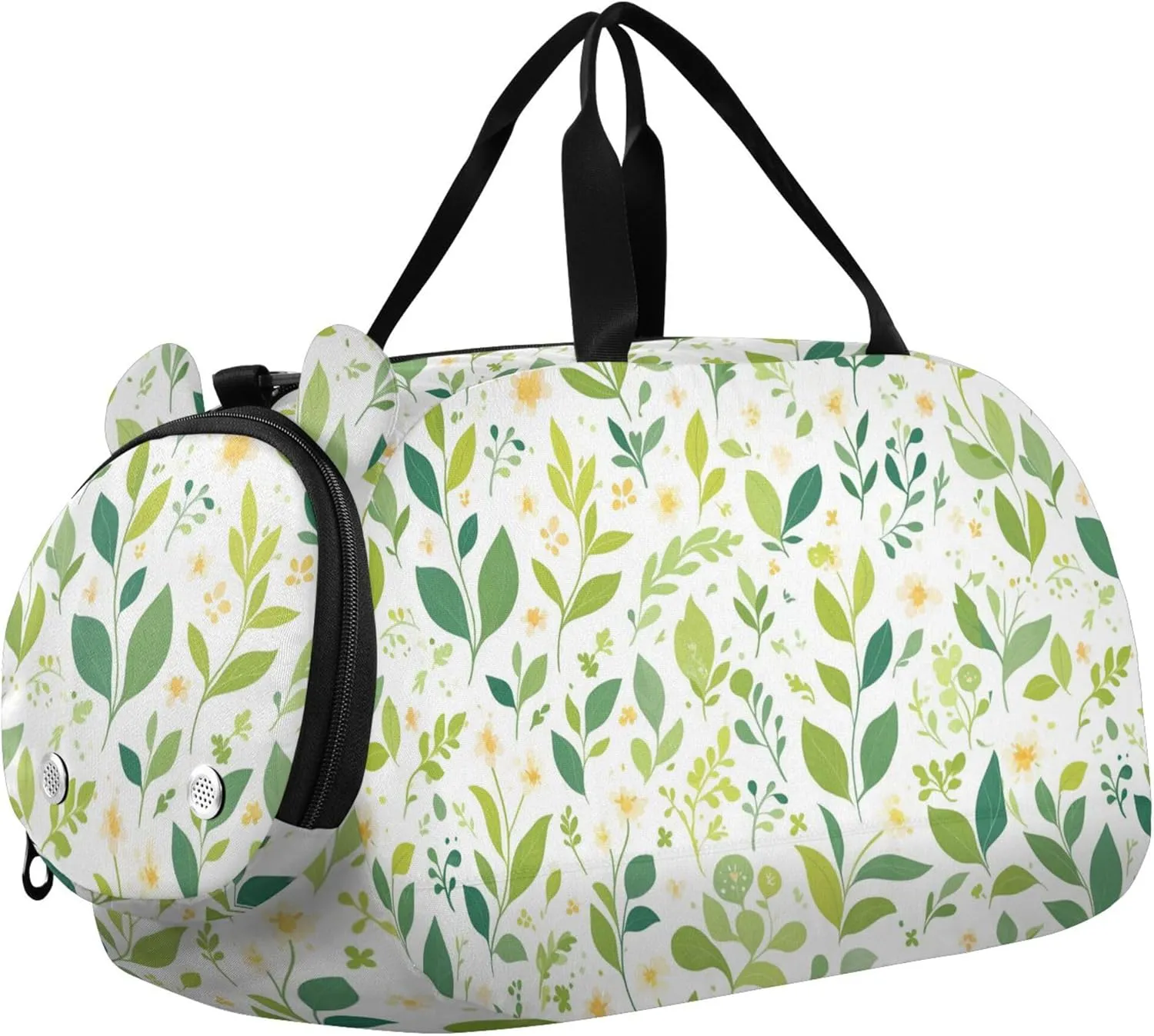 Green Leaves Kids Cute Gym Bag with Shoes Compartment Multifunctional Sports Bag Travel Tote for Travel, Sports, Fitness & Workout