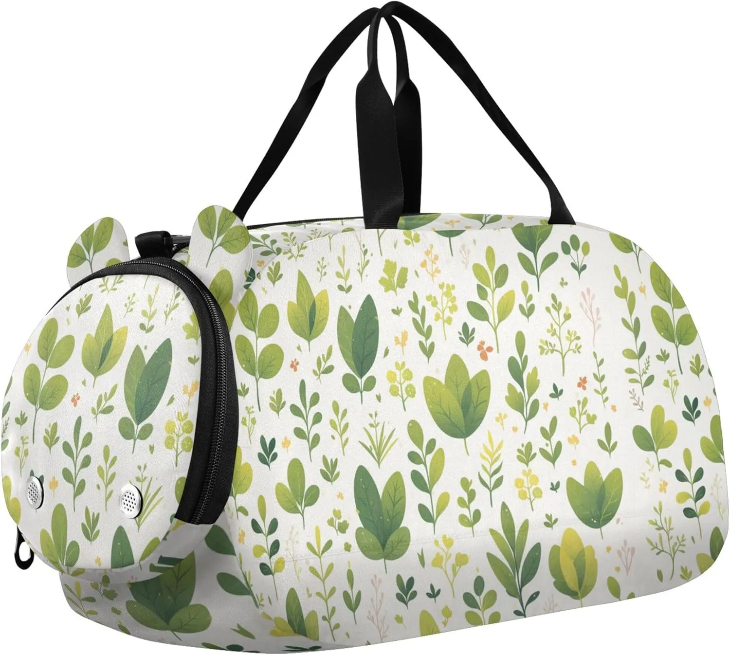 Green Leaves Plants Boy's Gym Duffel Bag with Shoes Compartment Large Capacity Weekend Travel Bag for Boys and Girls